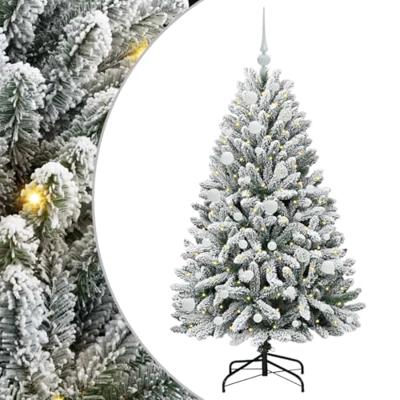 Kunstkerstboom met 150 LED Groen en Wit 150 cm PVC en Metaal