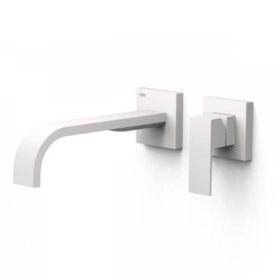 Wastafelmengkraan Inbouw Tres Cuadro Exclusive 2 Delen Lange Gebogen Uitloop en Korte Hendel Mat Wit Wastafelmengkraan Inbouw Tres Cuadro Exclusive 2 Delen Lange Gebogen Uitloop en Korte Hendel Mat Wit