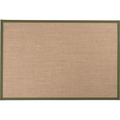 Vloerkleed Linna grijs 200x290 met olijfgroene band