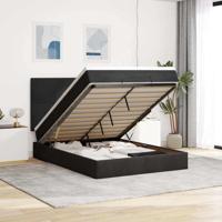 Ottoman bed met matrassen en LED's 140x200cm fluweel zwart - thumbnail