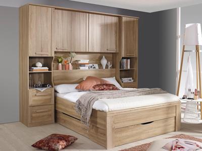 Bed en brugkast RIGA 160x200 cm sonoma met lades
