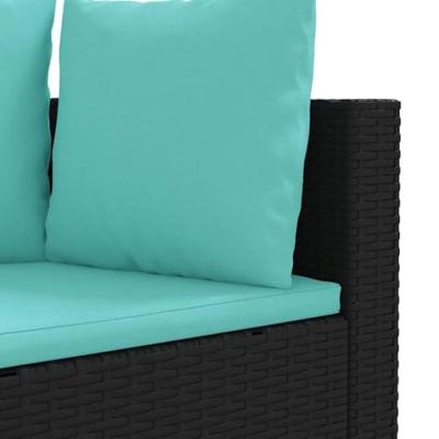 7-delige Loungeset met kussens poly rattan zwart