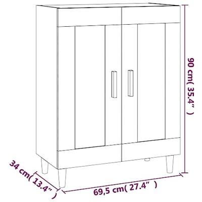 Dressoir 69,5x34x90 cm bewerkt hout bruin eikenkleur Dressoir 69,5x34x90 cm bewerkt hout bruin eikenkleur