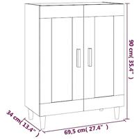 Dressoir 69,5x34x90 cm bewerkt hout bruineikenkleurig - thumbnail