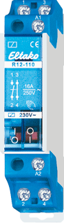 Eltako R12-110-230V Schakelrelais Nominale spanning: 230 V Schakelstroom (max.): 16 A 1x NC, 1x NO Piece 1 stuk(s)