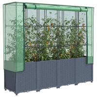 VidaXL Verhoogde plantenbak met kashoes rotanlook 160x40x153 cm - thumbnail
