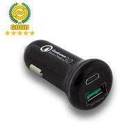 Ewent EW1356 Autolader 1x USB-C 1x USB-A Snellader - Zwart - thumbnail