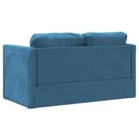 Slaapbank vloermodel 2-in-1 122x204x55 cm fluweel blauw - thumbnail