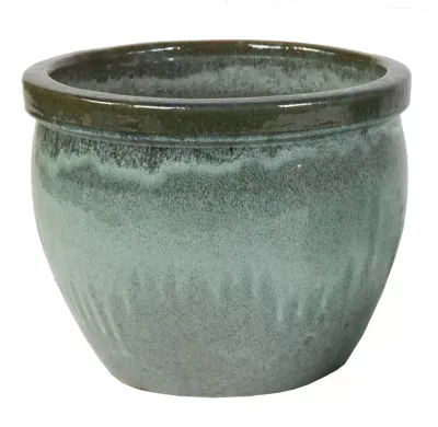 Mcollections Bloempot Delta Geglazuurd - Ø28 × H24 cm - Mosgroen