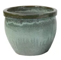 Mcollections Bloempot Delta Geglazuurd - Ø28 × H24 cm - Mosgroen - thumbnail