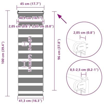 VidaXL Zebra rolgordijn 45x100 cm stofbreedte 40,9 cm polyester wit