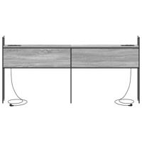 Opberghoofdbord met hoofdeinde met opslag Grijs sonoma 200 cm Bewerkt hout - thumbnail
