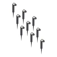 Set van 9 Pinero LED prikspots - GU10 4 Watt 345 Lumen - Dimbaar - Kantelbaar - 6500K daglicht wit - IP64 Waterdicht - Zwart - Tuinspot - thumbnail