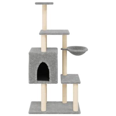 VidaXL Kattenmeubel met sisal krabpalen 131 cm lichtgrijs