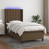 Boxspring met matras en LED stof donkerbruin 100x200 cm - thumbnail