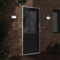 VidaXL Buitenwandlampen 2 st roestvrij staal zwart - thumbnail