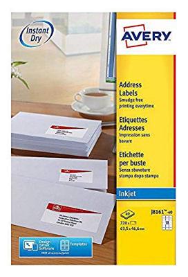 Etiket Avery J8161-40 63.5x46.6m wit 720 etiketten