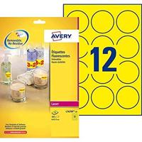 Etiket Avery L7670-25 63.5mm rond neon geel 300 etiketten - thumbnail
