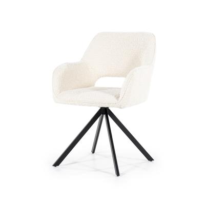 Eleonora Draaibare Eetkamerstoel 'Fabio' Bouclé, kleur Beige