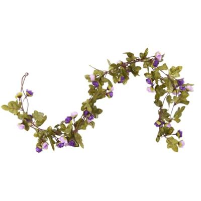 VidaXL Kerstslingers met bloemen 6 st 215 cm lichtpaars VidaXL Kerstslingers met bloemen 6 st 215 cm lichtpaars