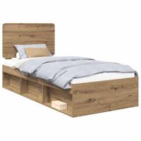 Bedframe Ambachtelijk eiken 90 x 190 cm Massief grenenhout - thumbnail
