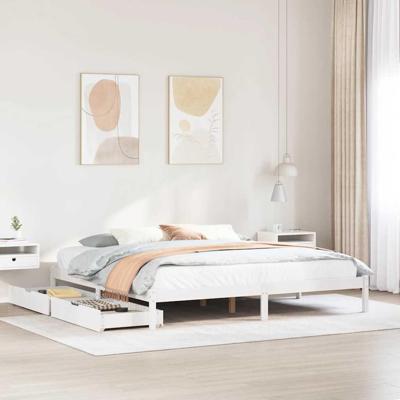 Bedframe zonder matras massief grenenhout wit 180x200 cm