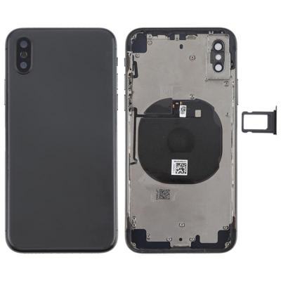 Batterij terug dekken vergadering met kant sleutels & Wireless Charging Module & Volume knop Flex kabel & kaarthouder voor iPhone X(Black)