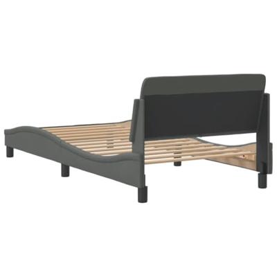 Bedframe met hoofdbord stof donkergrijs 100x200 cm