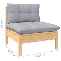 9-delige Loungeset met grijze kussens massief grenenhout - thumbnail