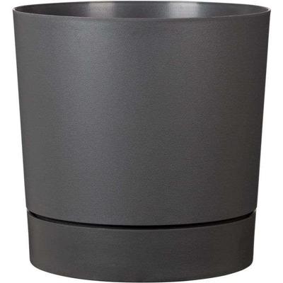 Ronde bloempot met waterreservoir - GARDEN ID - Plano - Ø 39 - 32 L - H 38 cm - Metaalgrijs
