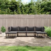 6-delige Loungeset met kussens poly rattan antracietkleurig - thumbnail