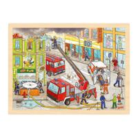 Goki houten legpuzzel brandbestrijding, 96st. - thumbnail