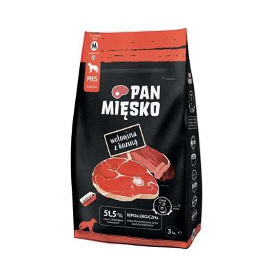 PAN MIĘSKO Beef with goat M - droog hondenvoer - 3kg
