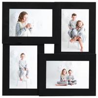 VidaXL Fotolijst voor 4x(13x18 cm) foto mdf zwart - thumbnail