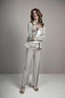Elvira Casuals Trouser Jessie E2 26-024 Broek 1068 Sage Stripe Linen - thumbnail