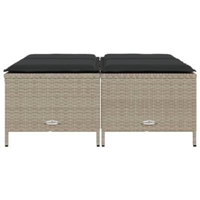 Tuinkrukken met kussens 4 st poly rattan lichtgrijs - thumbnail