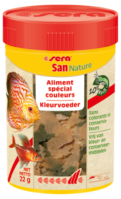 Sera San Nature 100 ml - Kleurvoer voor Siervissen Zonder Kunstmatige Stoffen, Versterkt Kleuren & Vitaliteit