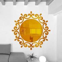Bloem Vine aankleden spiegel Art vinyl muurschildering decor plafond muur sticker (goud) - thumbnail