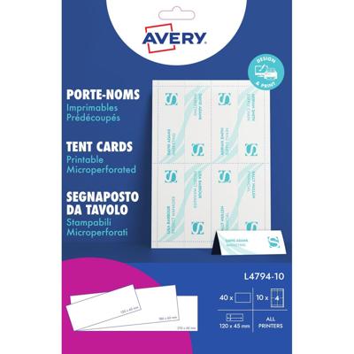 Tafelnaambord Avery L4794-10 120x45mm wit 10 stuks Tafelnaambord Avery L4794-10 120x45mm wit 10 stuks