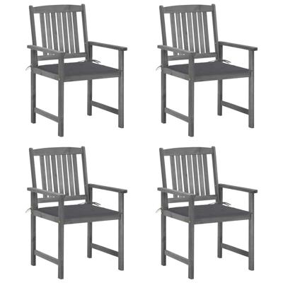 Tuinstoelen 4 st met kussens massief acaciahout grijs