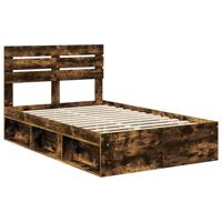 Bedframe Gerookt eiken 120 x 190 cm Massief grenenhout - thumbnail