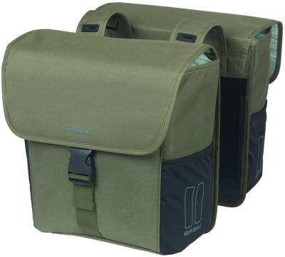 Basil Dubbele fietstas go 32 liter - 14 x 27 x 31 cm - donkergroen