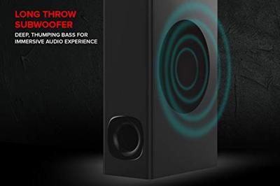 CREATIVE Stage 2.1-kanaals soundbar met subwoofer voor onder de TV, computer en ultrabrede monitoren, Bluetooth/optische ingang/TV ARC/AUX-in, afstandsbediening en wandmontageset,Zwart