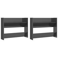VidaXL Wandschoenenkasten 2 st 80x18x60 cm hout hoogglans grijs - thumbnail