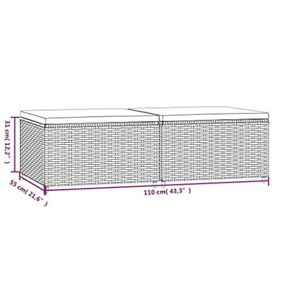 Voetensteunen 2 st met kussens poly rattan bruin - thumbnail