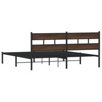 Bedframe met hoofdbord zonder matras bruin eiken 183x213 cm - thumbnail