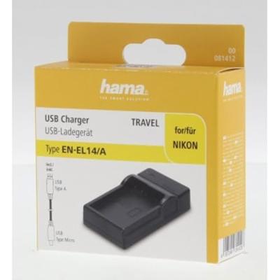 Hama USB-oplader Travel Voor Nikon EN-EL14/14a Hama USB-oplader Travel Voor Nikon EN-EL14/14a