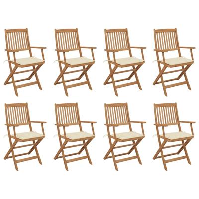 Tuinstoelen 8 st inklapbaar met kussens massief acaciahout