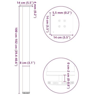Bartafelpoten 4 st 100-102 cm staal zwart