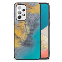 Samsung Galaxy A73 Marmeren Print Telefoonhoesje Marble Blue Gold - thumbnail